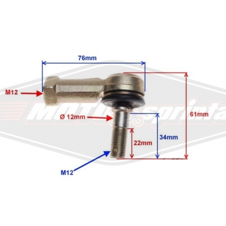 Kinų keturračio ATV vairo traukių antgalis su vidiniu sriegiu 12x12mm.