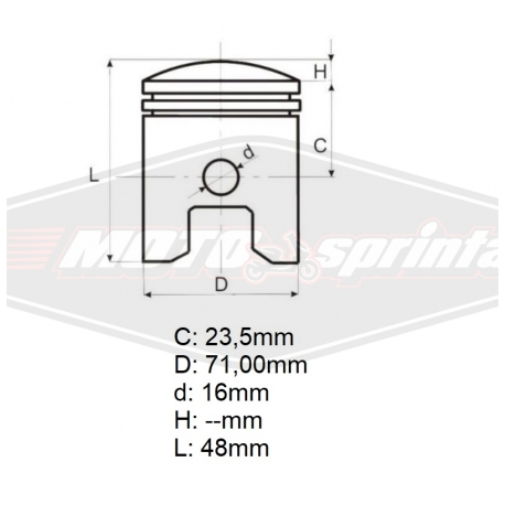 motociklo keturračio stūmoklis ATV 250cc., 71mm