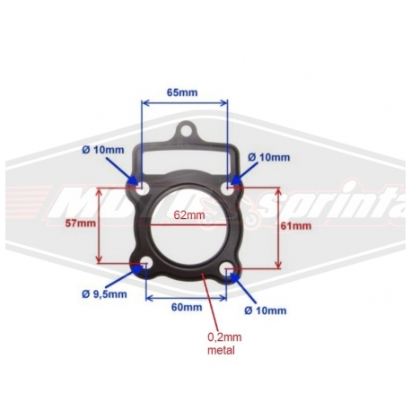 Motociklo variklio cilindro tarpinės 150cc, 62mm. Loncin, Zongsheng