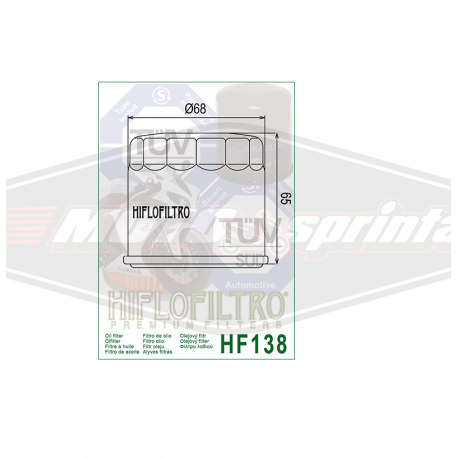 Motociklo tepalo filtras HF138 Suzuki Aprilia Arctic cat, Cagyva