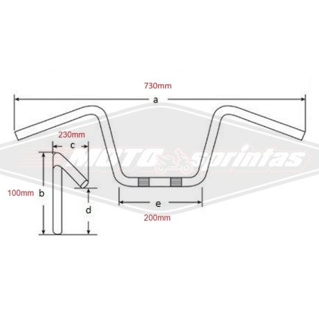 Motociklo vairas bekelės enduro aliuminis 22mm.