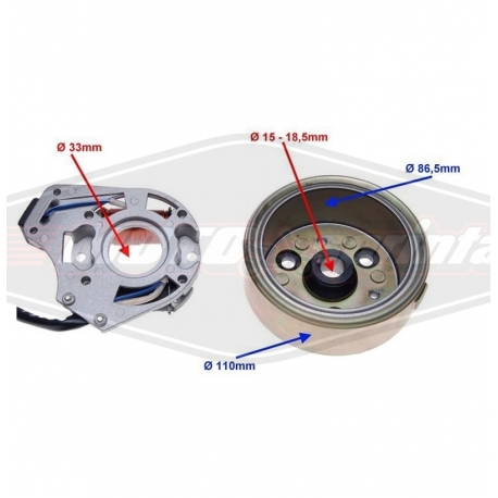 Kinų motociklo atv keturračio apvijos su magnetu 49 50 110 125 Alpha Wonjan