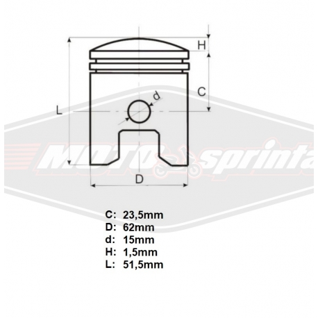 Motociklo keturračio stūmoklis 150cc Loncin 62mm
