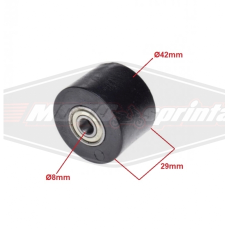 Motociklo keturračio grandinės plastikinis ritinėlis 42mm.
