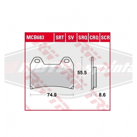 Stabdžių kaladėlės motociklo Aprilia, Benelli, BMW, Cagiva, Ducati, Husqvarna, KTM, Suzuki, Yamaha., MCB683