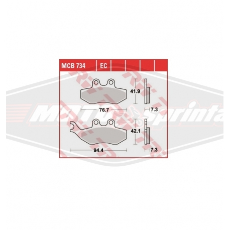 Stabdžių kaladėlės motociklo Aprilia, Benelli, Beta, Derbi, Keeway, Malaguti, Peugeot, Piaagio, Vespa, Yamaha., MCB734