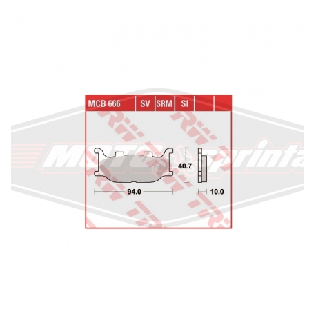 Stabdžių kaladėlės motociklo Italjet, Jincheng, Keeway, MBK, Yamaha. TRW, MCB666