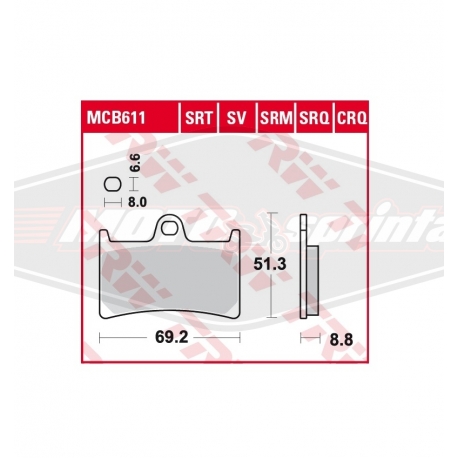 Motociklo stabdžių trinkelės kaladėlės yamaha TZ, FZ6, FZS, MT07, FZ8, MT09, TDM, FZ1, XT, FJR, XJR, XV TRW, MCB611