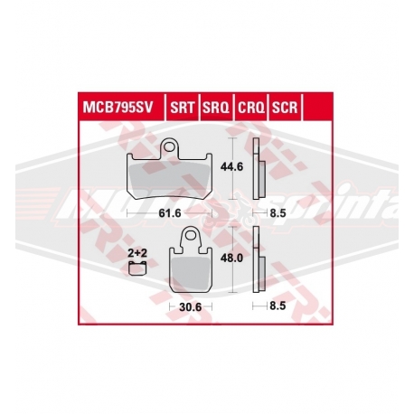Stabdžių trinkelės kaladėlės Yamaha YZF-R1, MT01, XV 1700, TRW, MCB795SV