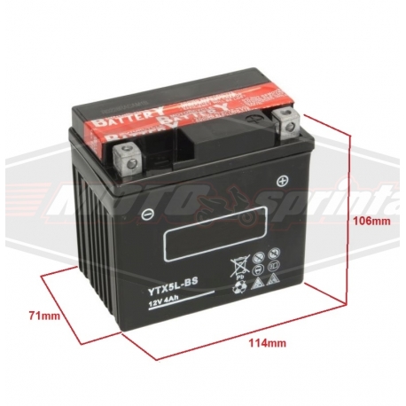 Akumuliatorius YTX5L-BS, 12V, 4Ah, 70A.